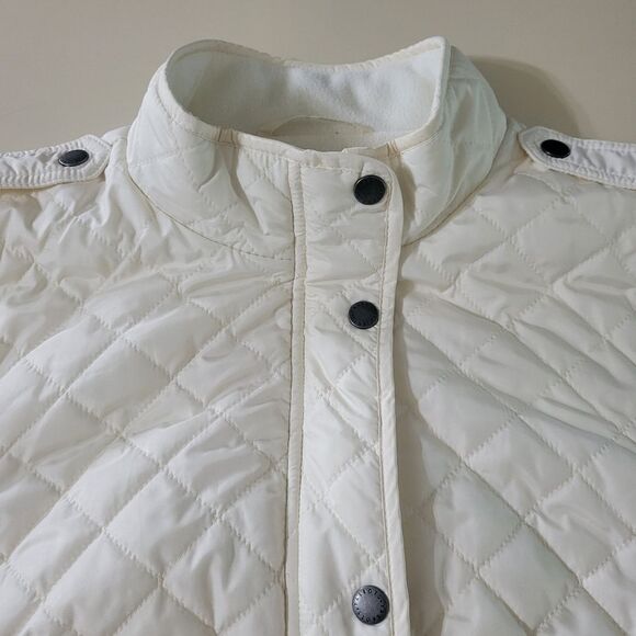 Talbots Ivory Quilted Fleece Lined White Zip Front Vest - Picture 8 of 13